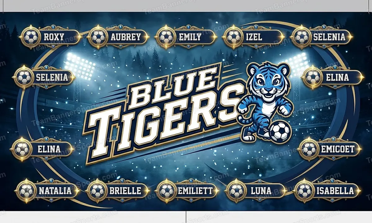 Blue Tigers soccer team banner created with AI