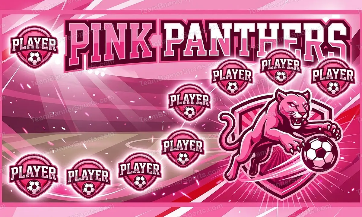 Pink Panthers soccer team banner created with AI