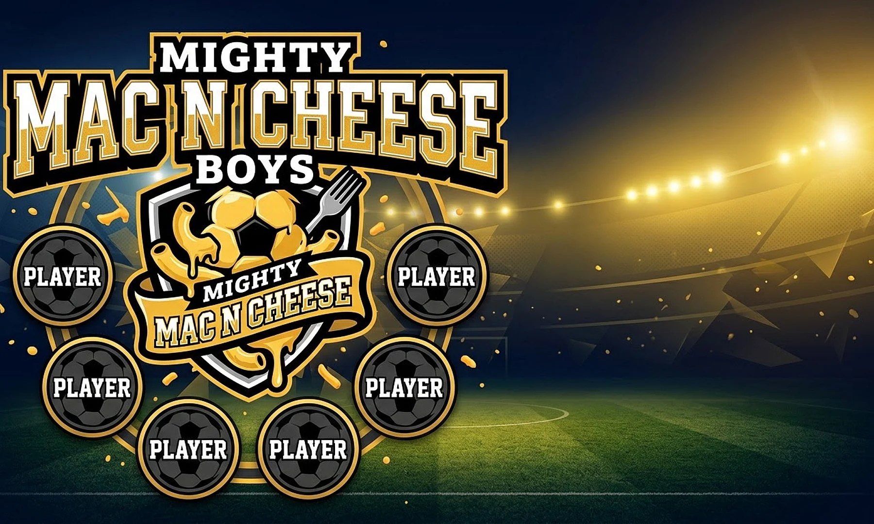 Mighty Mac n Cheese Boys soccer team banner created with AI