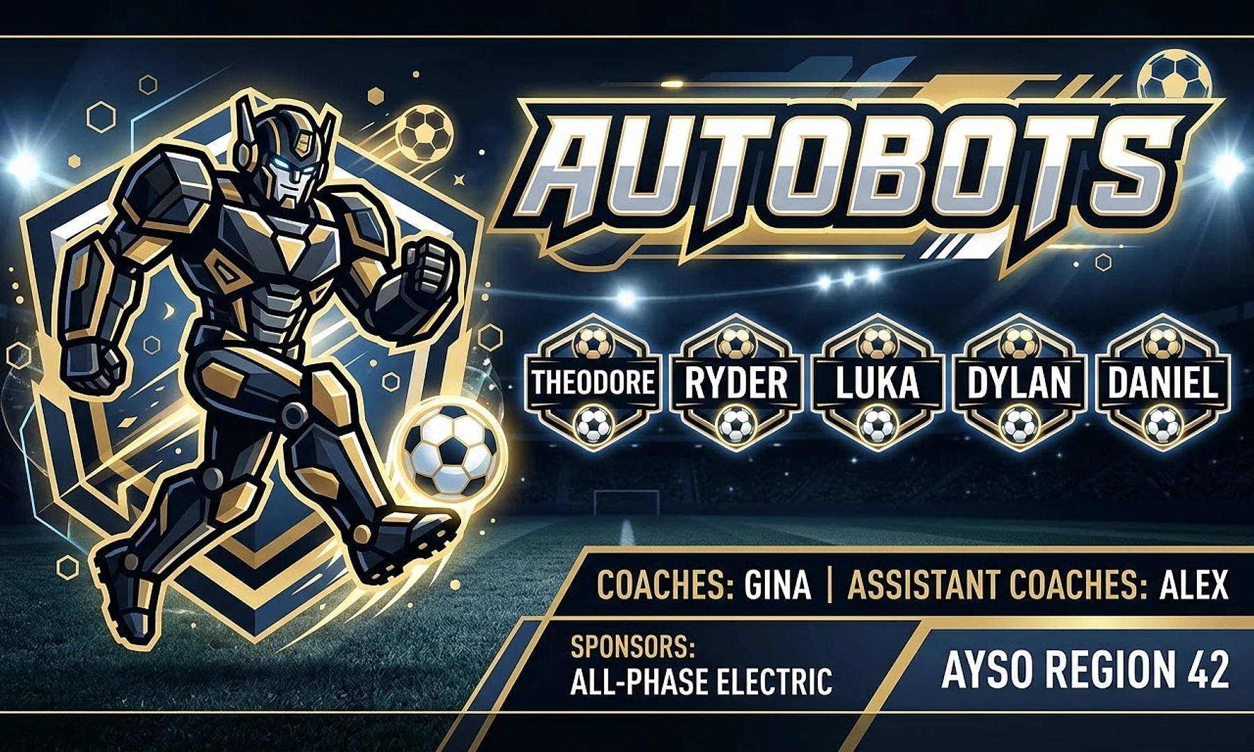Autobots soccer team banner created with AI