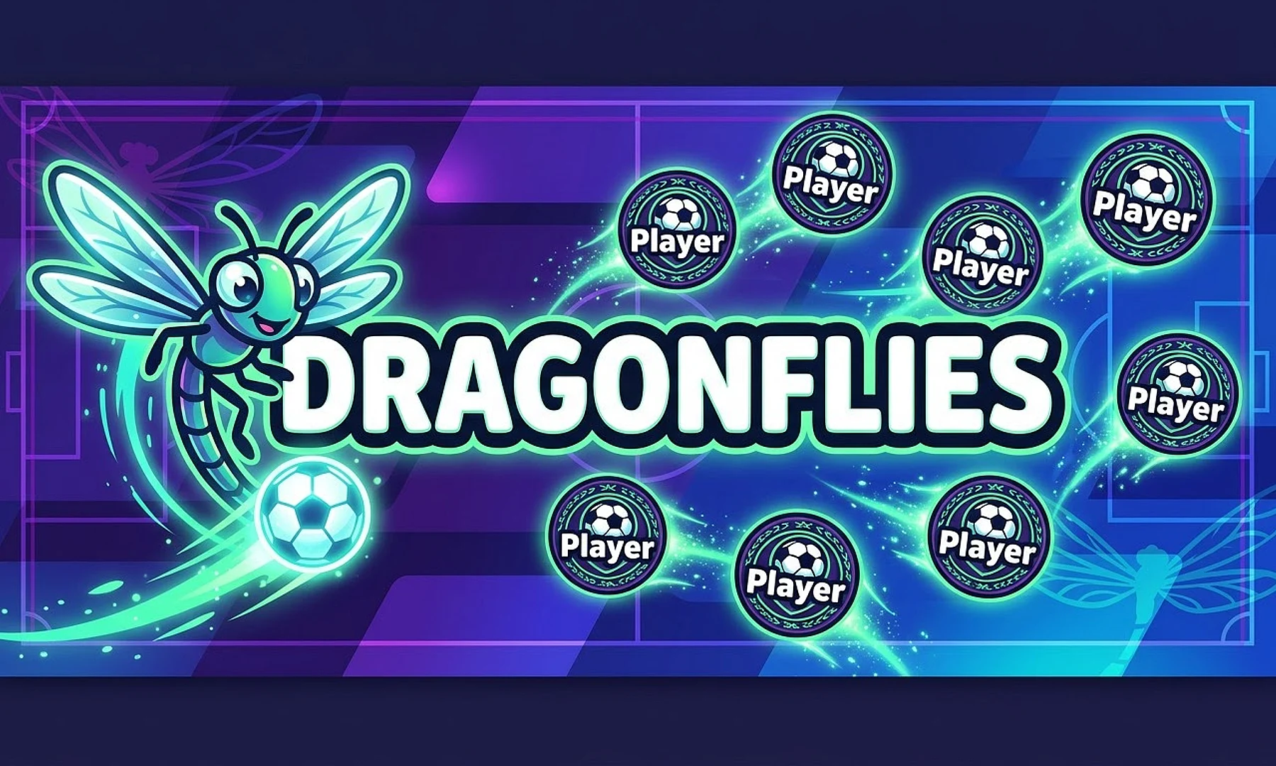 dragonflies soccer team banner created with AI