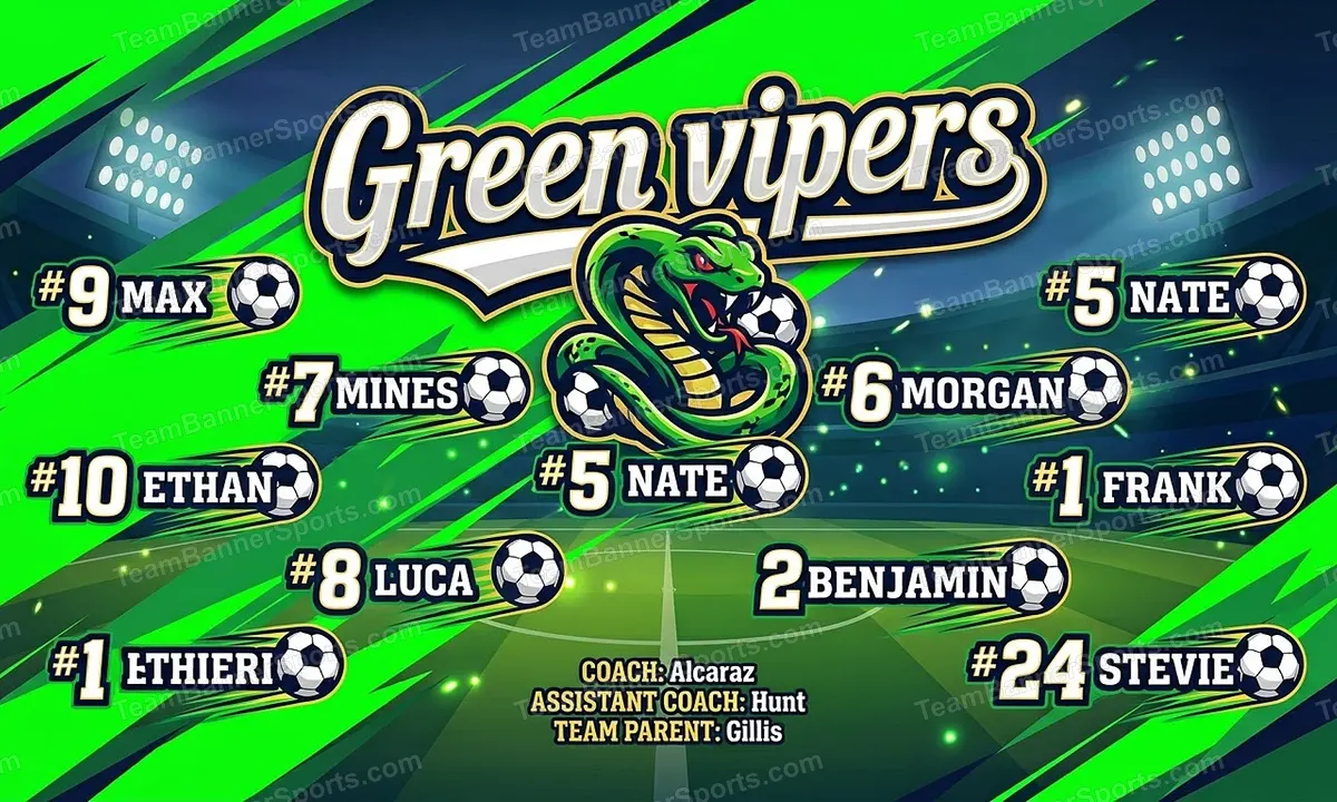 Green vipers soccer team banner created with AI