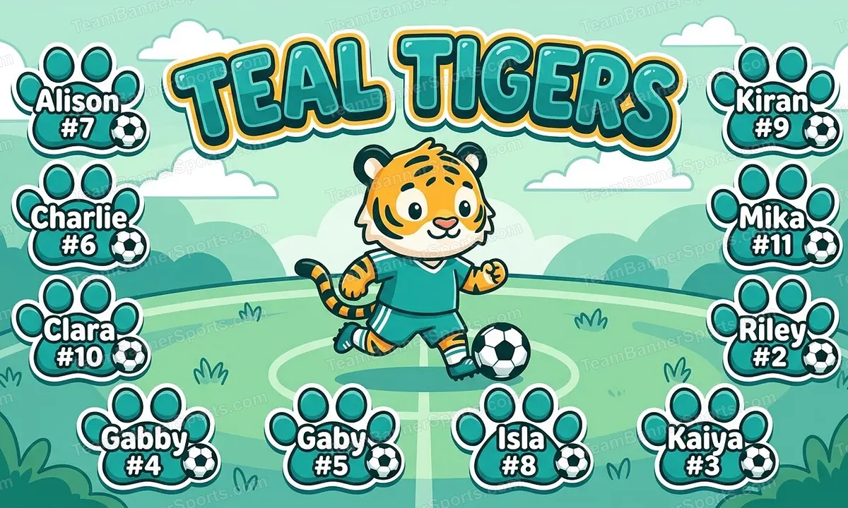 Teal Tigers soccer team banner created with AI