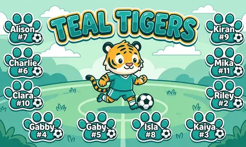 Teal Tigers Soccer AI image template