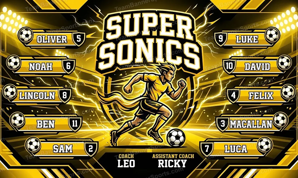 Super sonics soccer team banner created with AI