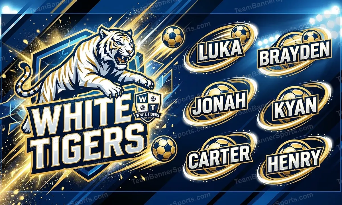 White Tigers soccer team banner created with AI