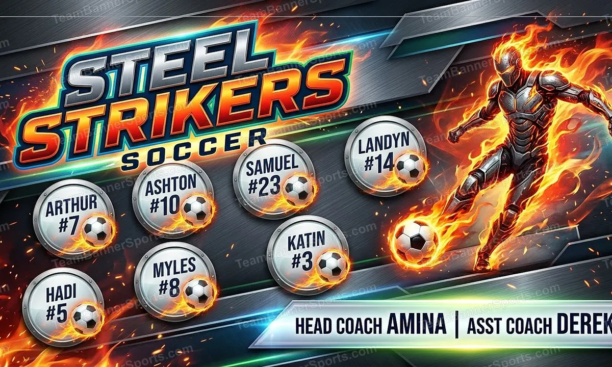 Steel Strikers soccer team banner created with AI