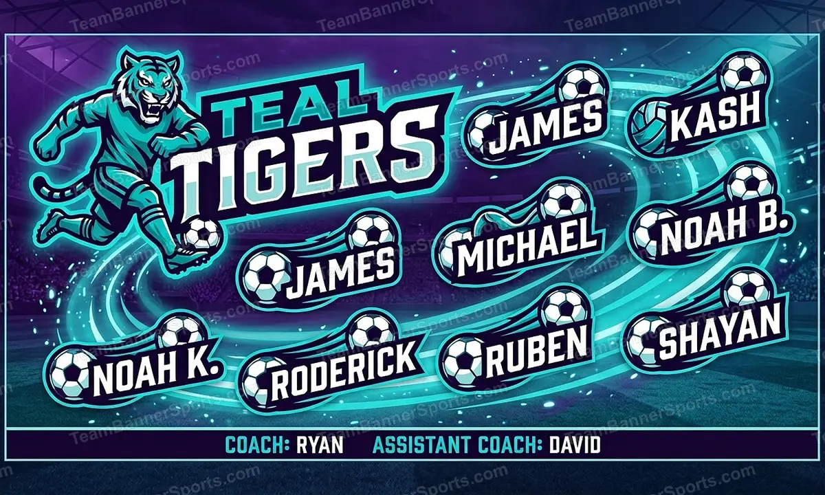 Teal Tigers soccer team banner created with AI