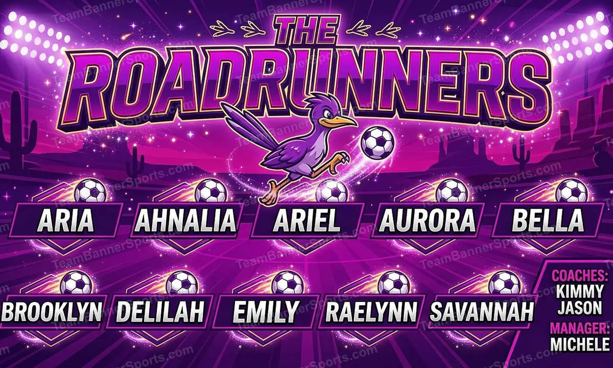 The Roadrunners soccer team banner created with AI