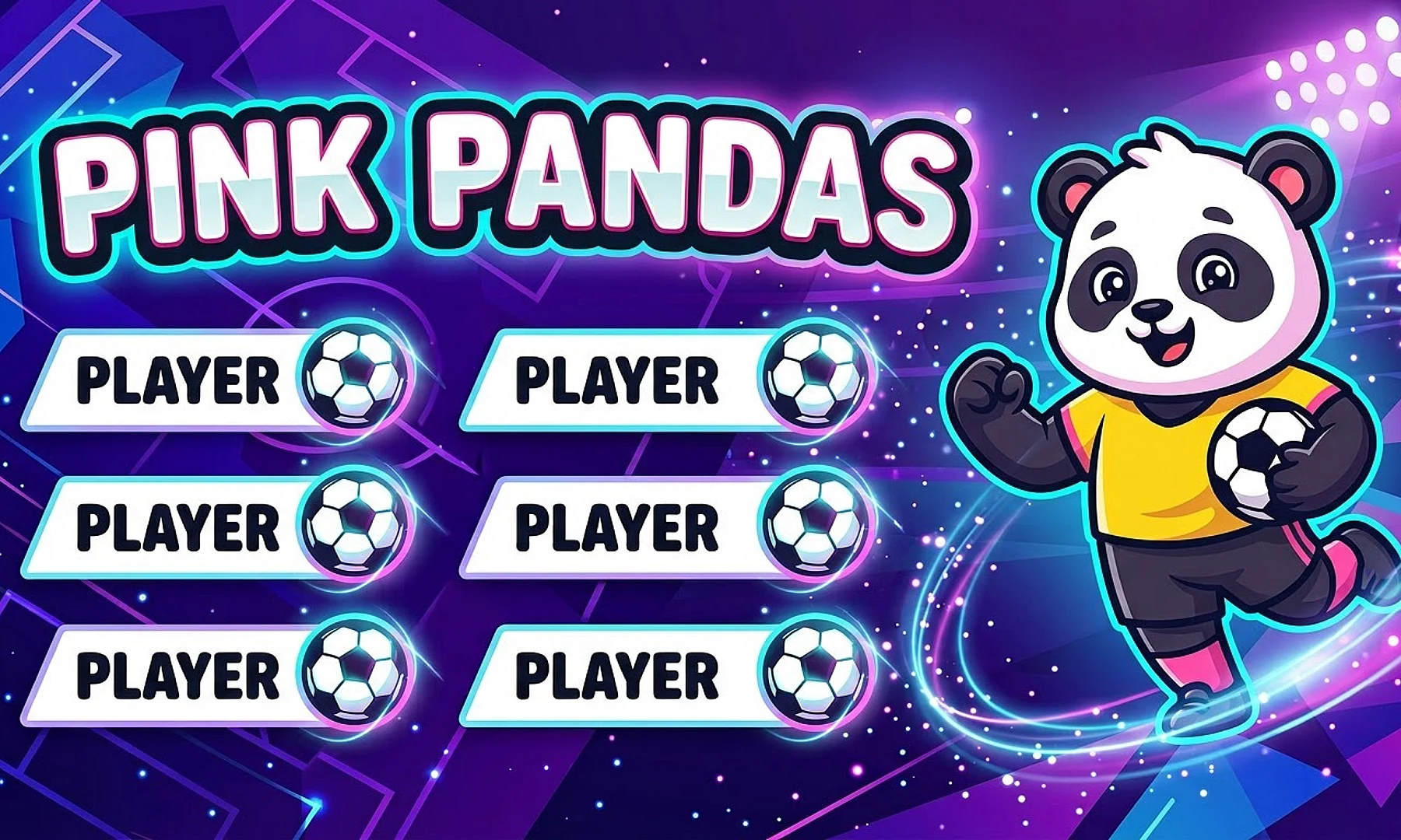 Pink pandas soccer team banner created with AI