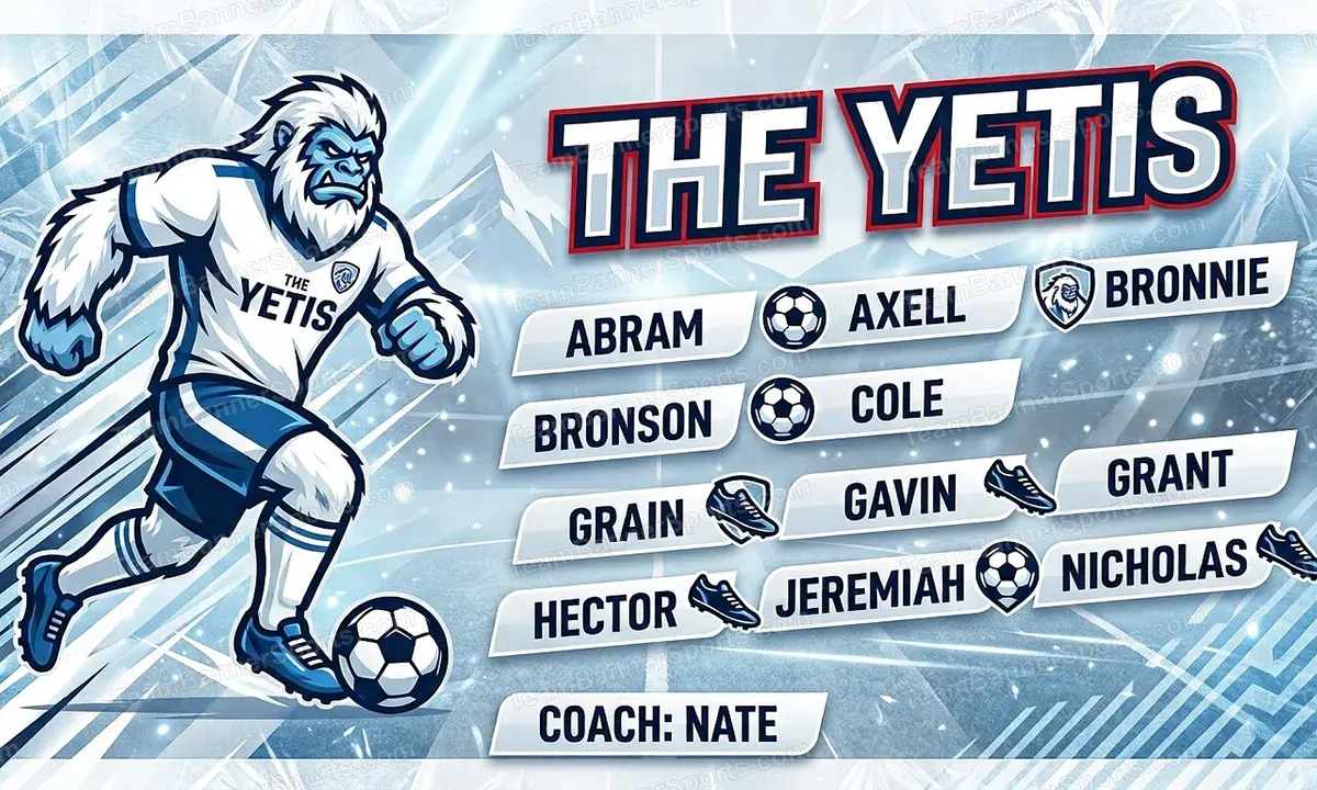 The Yetis soccer team banner created with AI