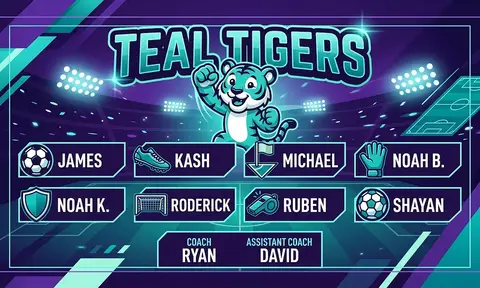 Teal Tigers Soccer AI image template