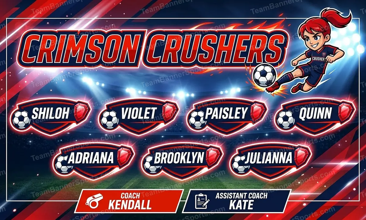Crimson crushers soccer team banner created with AI