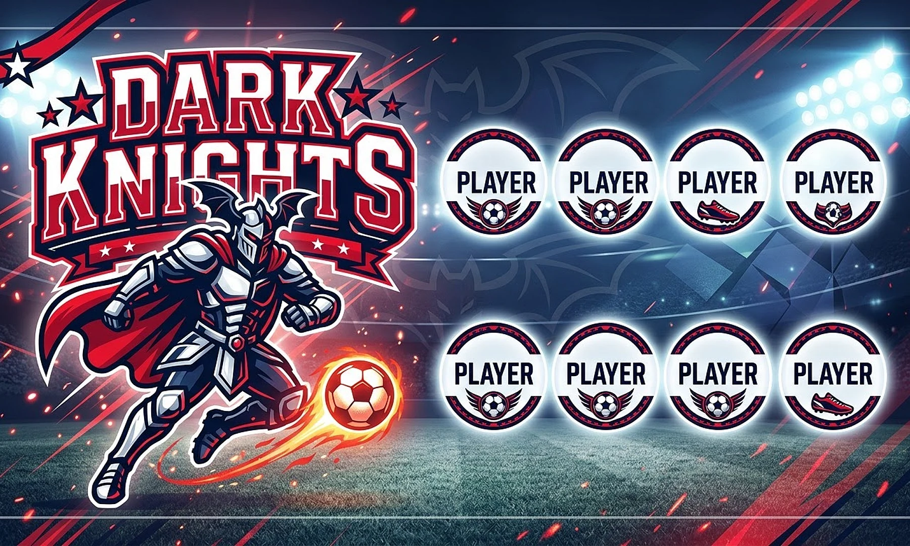 Dark Knights soccer team banner created with AI