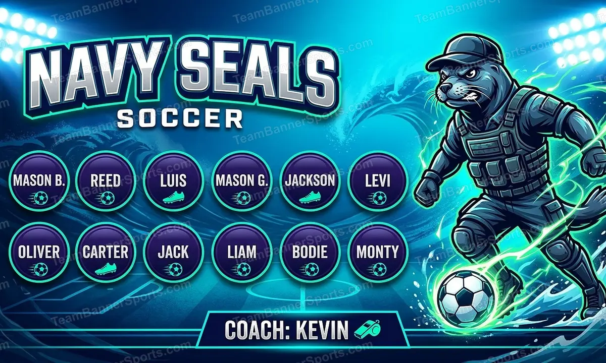 Navy Seals soccer team banner created with AI