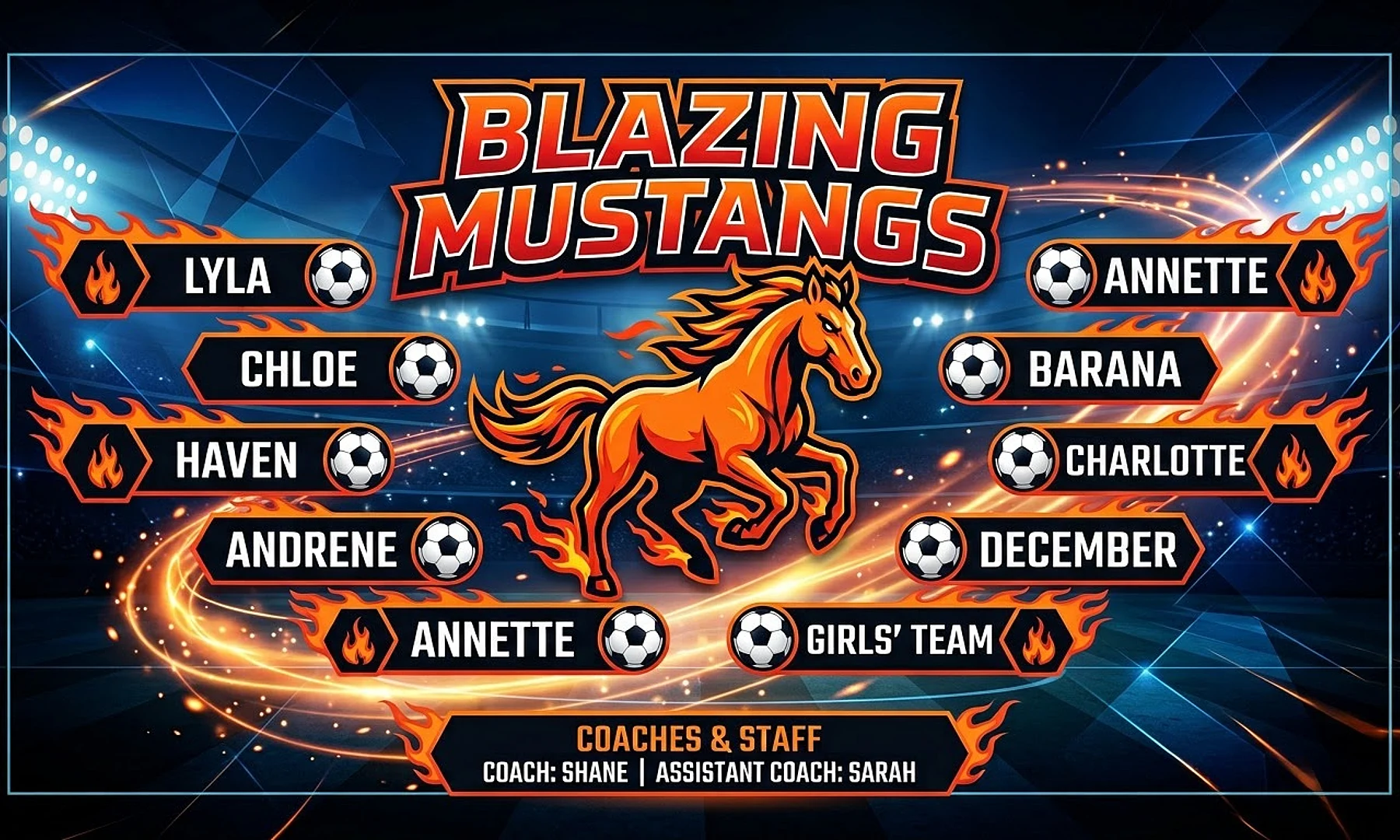 Blazing Mustangs Soccer AI image template