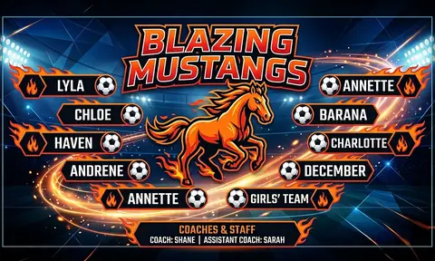 Blazing Mustangs Soccer AI image template