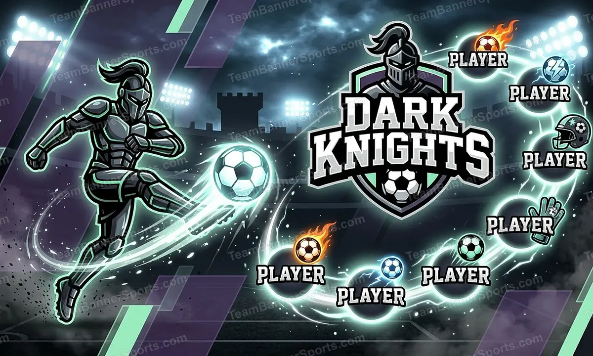 Dark Knights soccer team banner created with AI
