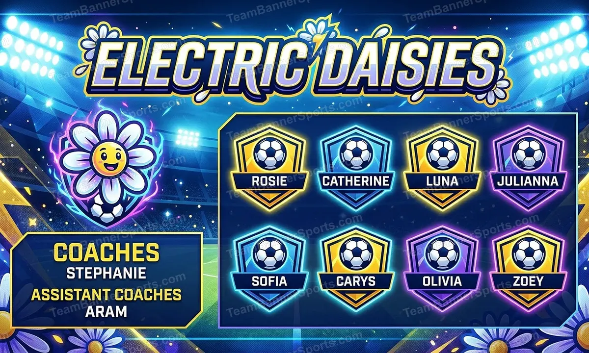 Electric Daisies soccer team banner created with AI