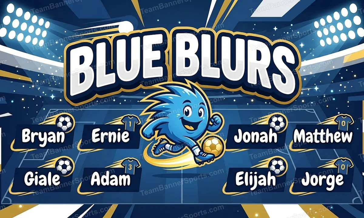 Blue Blurs soccer team banner created with AI