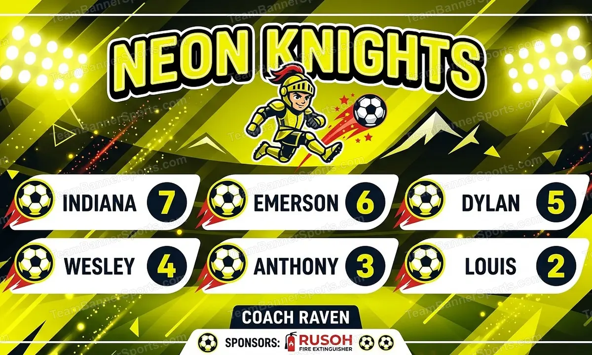 Neon Knights soccer team banner created with AI