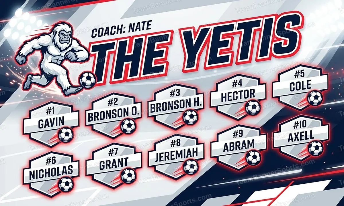 The Yetis soccer team banner created with AI