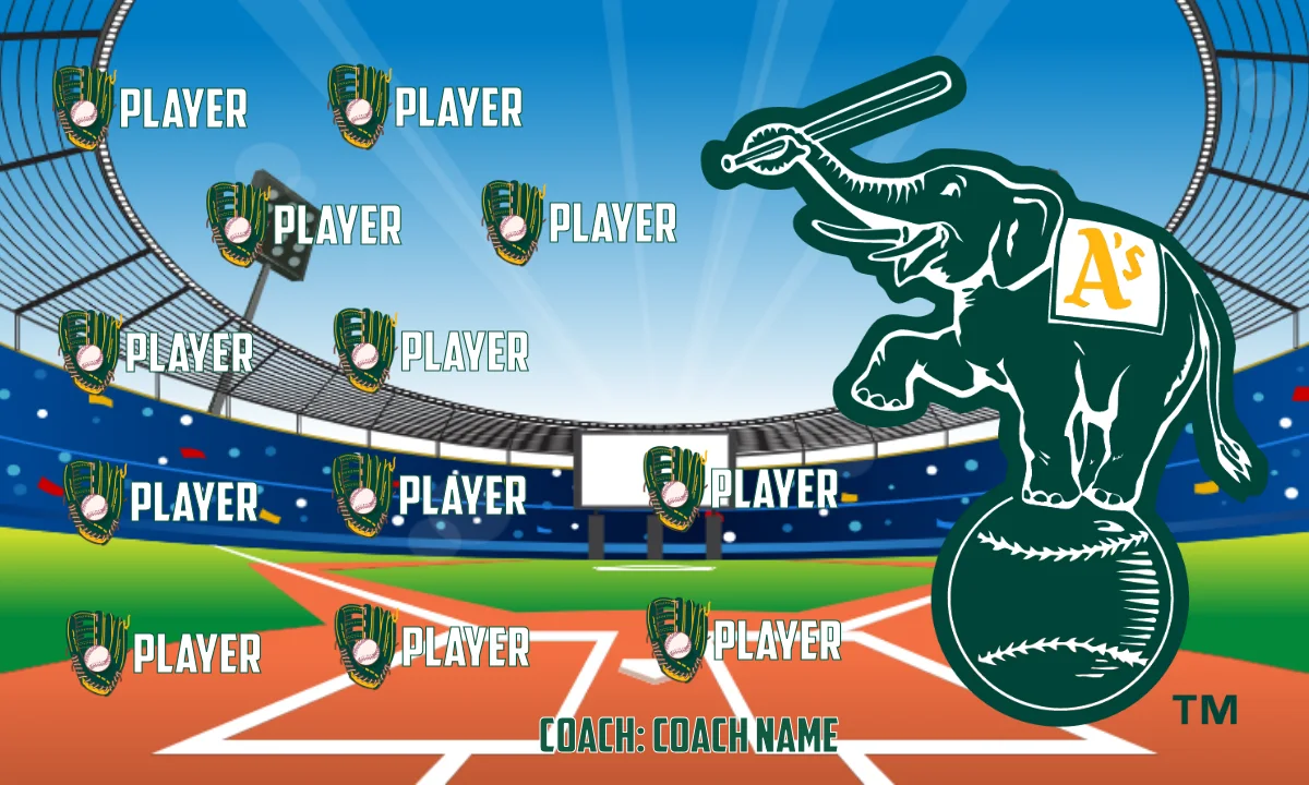 Oakland Athletics 2 Baseball Banner-fastpitch-softball-banners-picture
