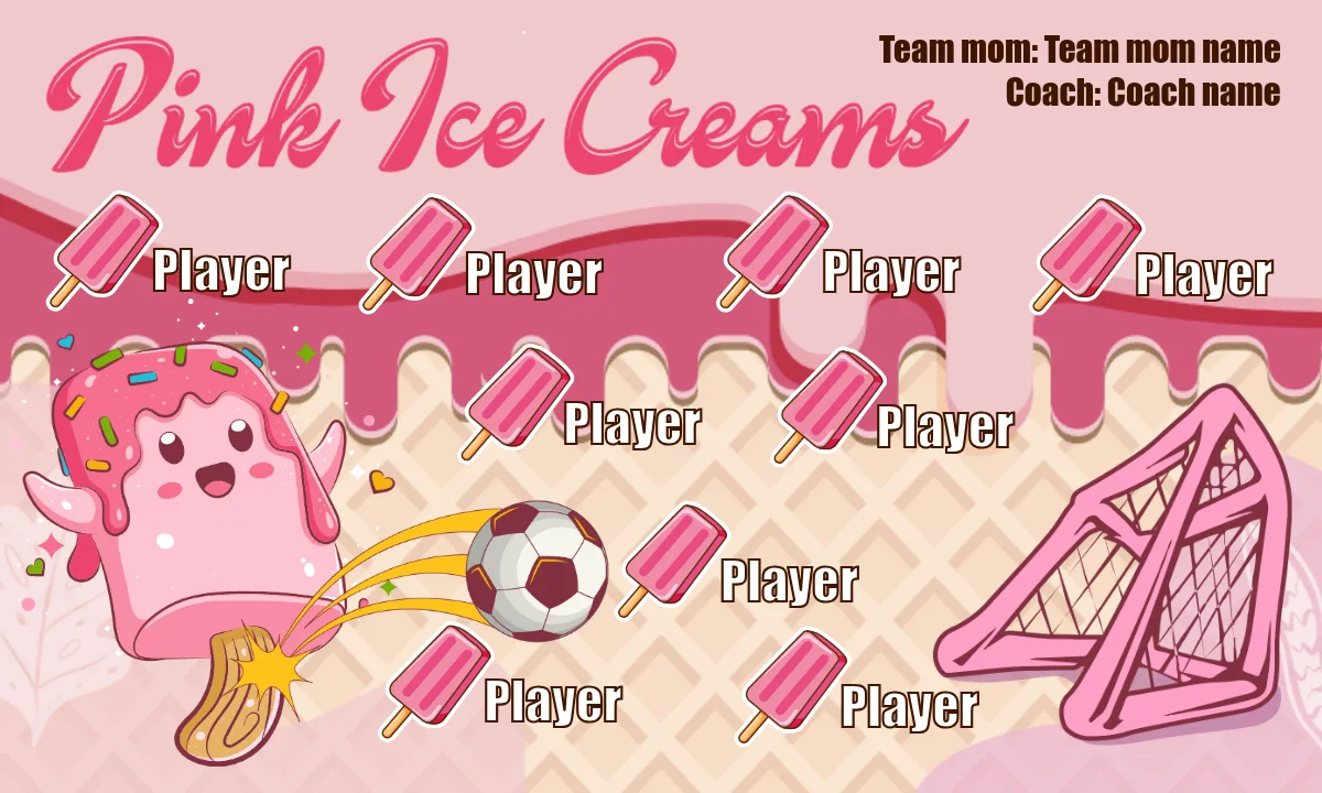 Pink Ice Creams Soccer Banner--soccer-banner-printing-picture