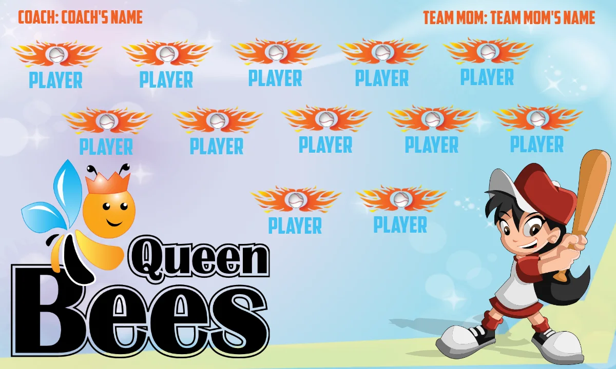 Queen Bees 1-orange-girl-hem-custom-softball-team-banners-picture