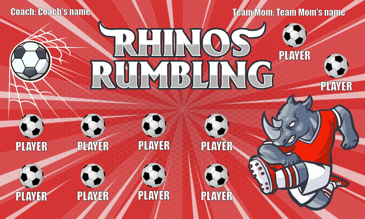Rhinos Rumnling Soccer Banner-soccer-banner-frame-picture