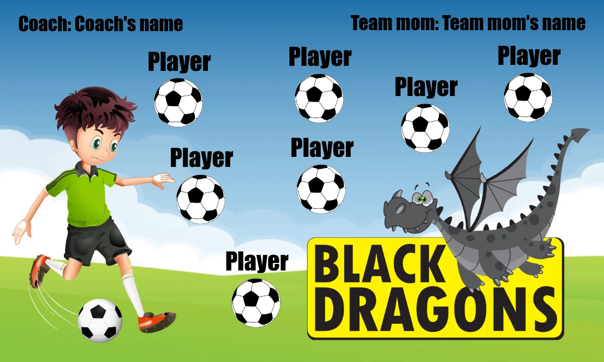 Black Dragons Soccer Banner-soccer-birthday-banner-picture
