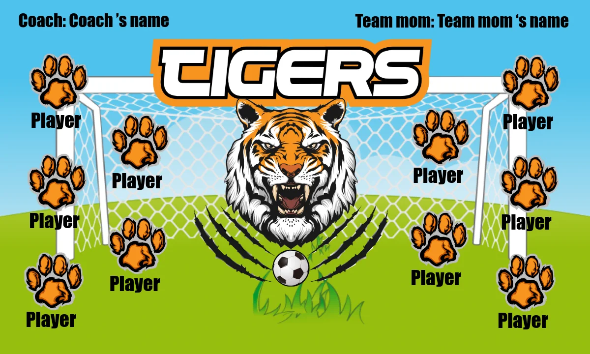 Tigers 1 Soccer Banner-soccer-banner-designs-free