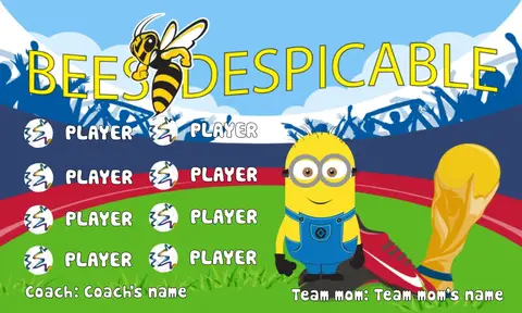 Bees Despicable Soccer Banner-soccer-banners-picture		