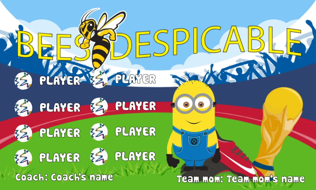 Bees Despicable Soccer Banner-soccer-banners-picture		