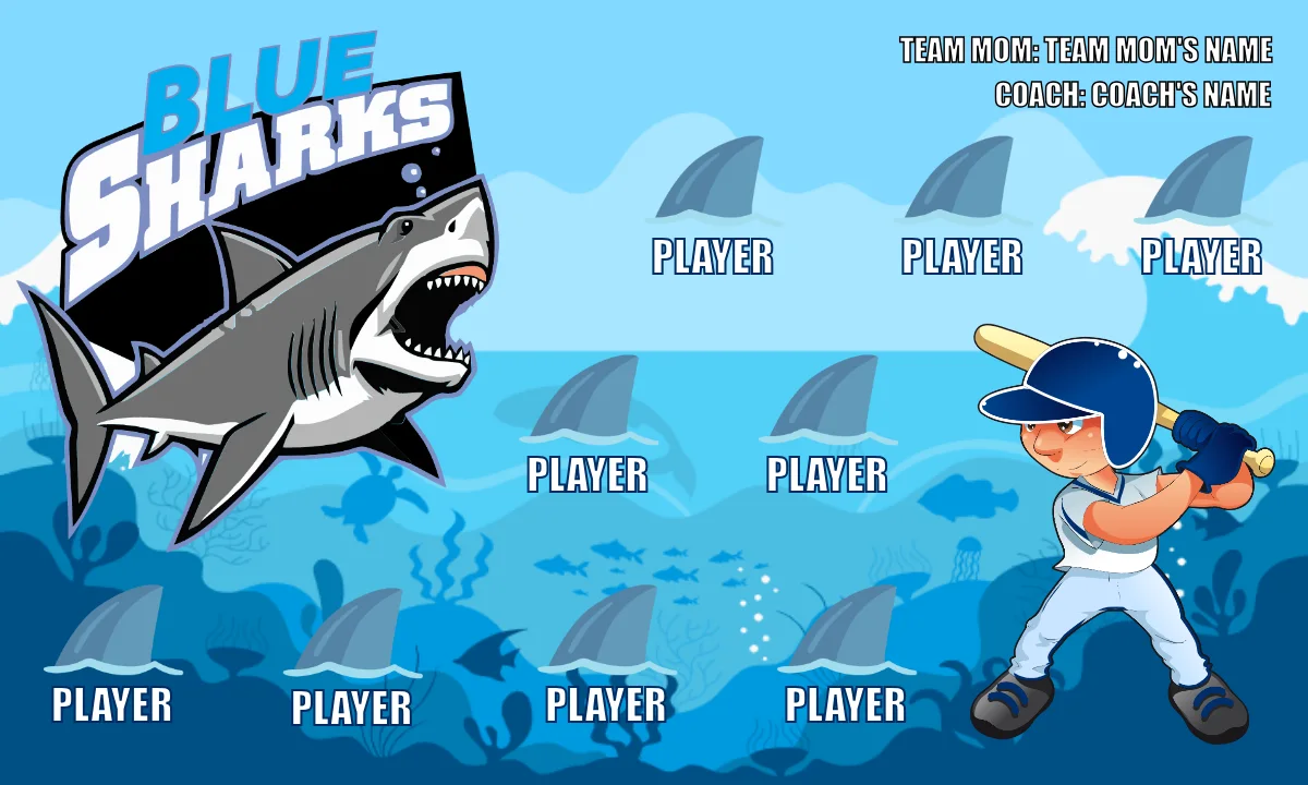 Blue Sharks 3 Softball Banner