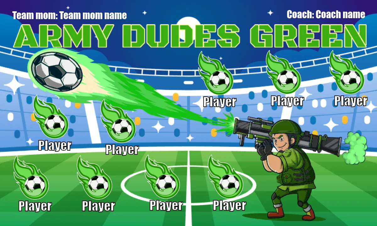 Army Dudes Green Soccer Banner--soccer-banner-printing-picture
