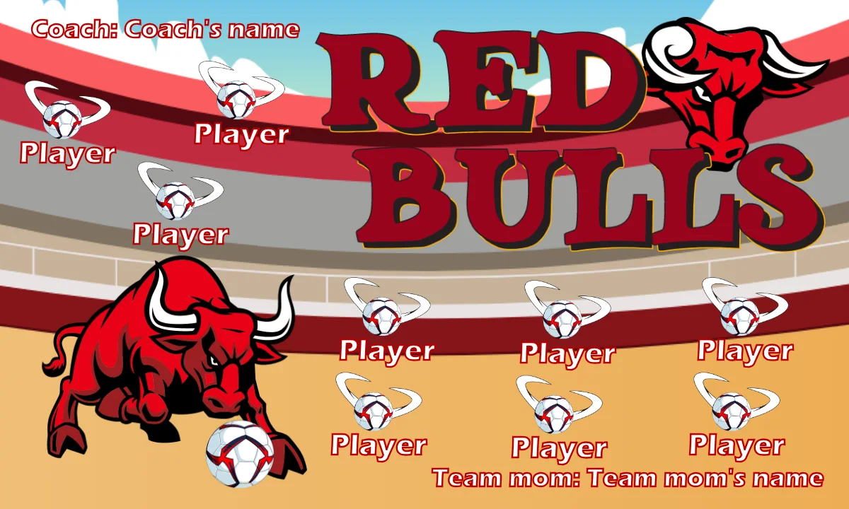 Bulls Red Soccer Banner-soccer-team-banners-airbrush-picture