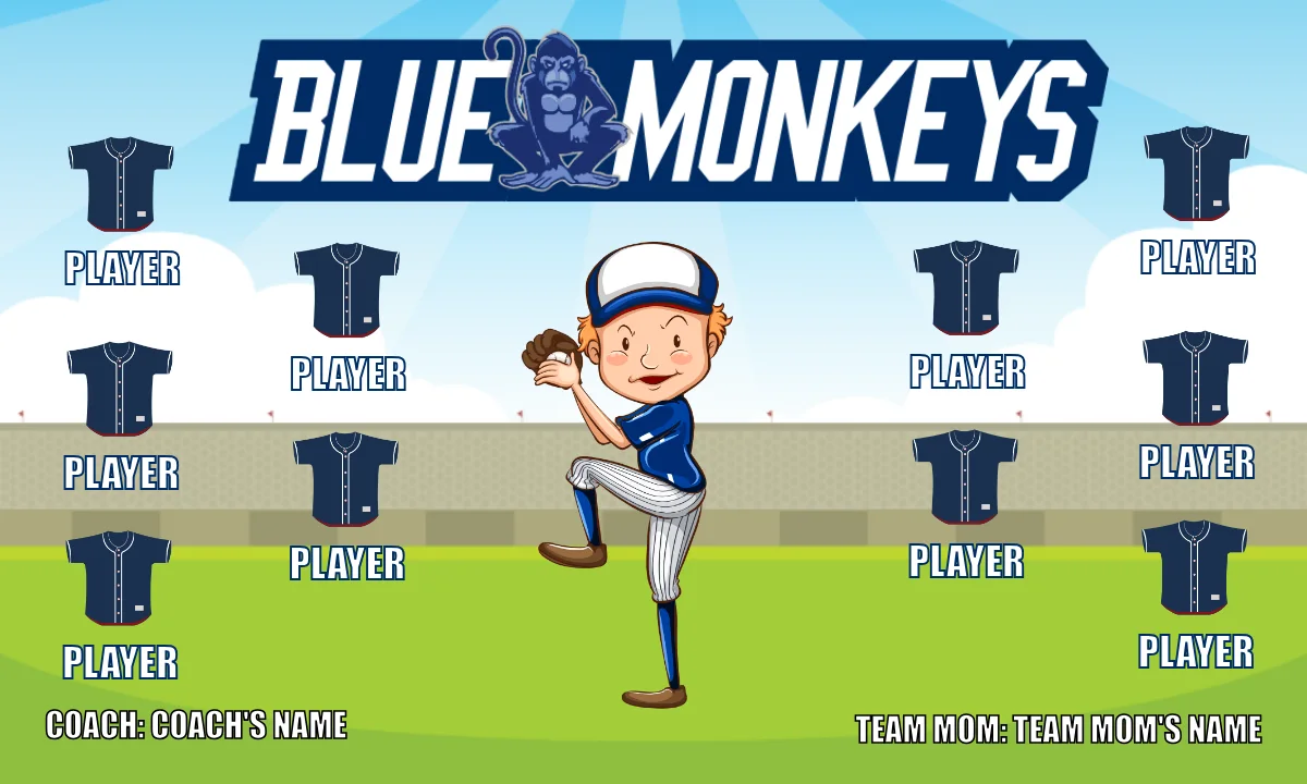 Blue Monkeys 2 Softball Banner
