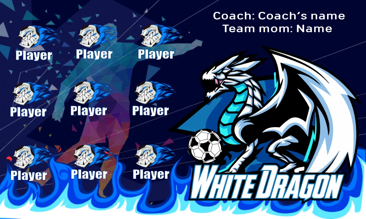 White Dragon Soccer Banner-soccer-ball-banner-picture