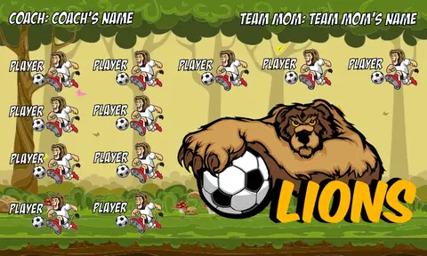 Lions 3 Soccer Banner-soccer-soccer-party-banner-picture