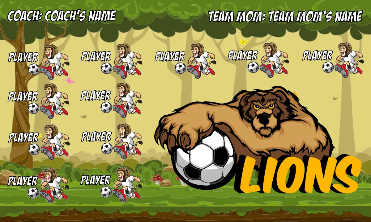 Lions 3 Soccer Banner-soccer-soccer-party-banner-picture