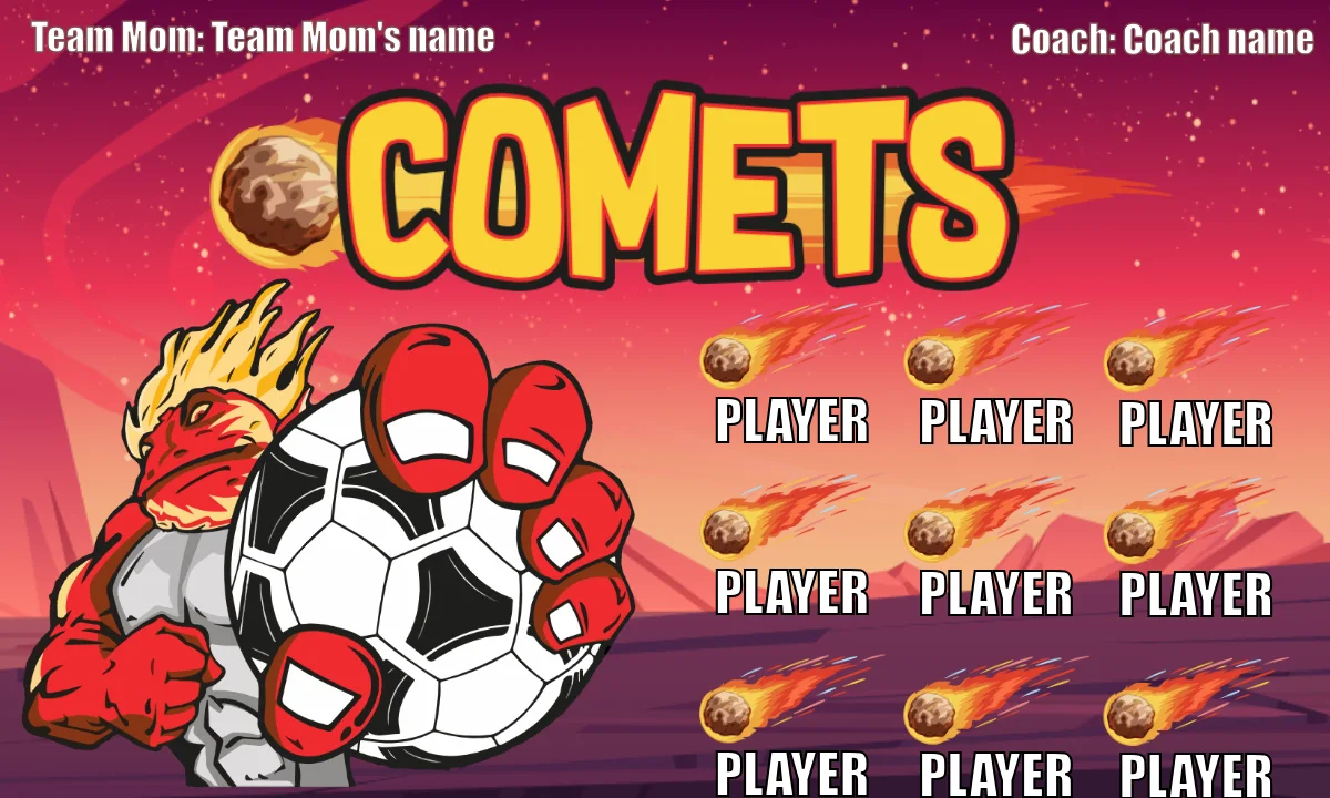Comets Soccer Banner -soccer-party-banner-picture
