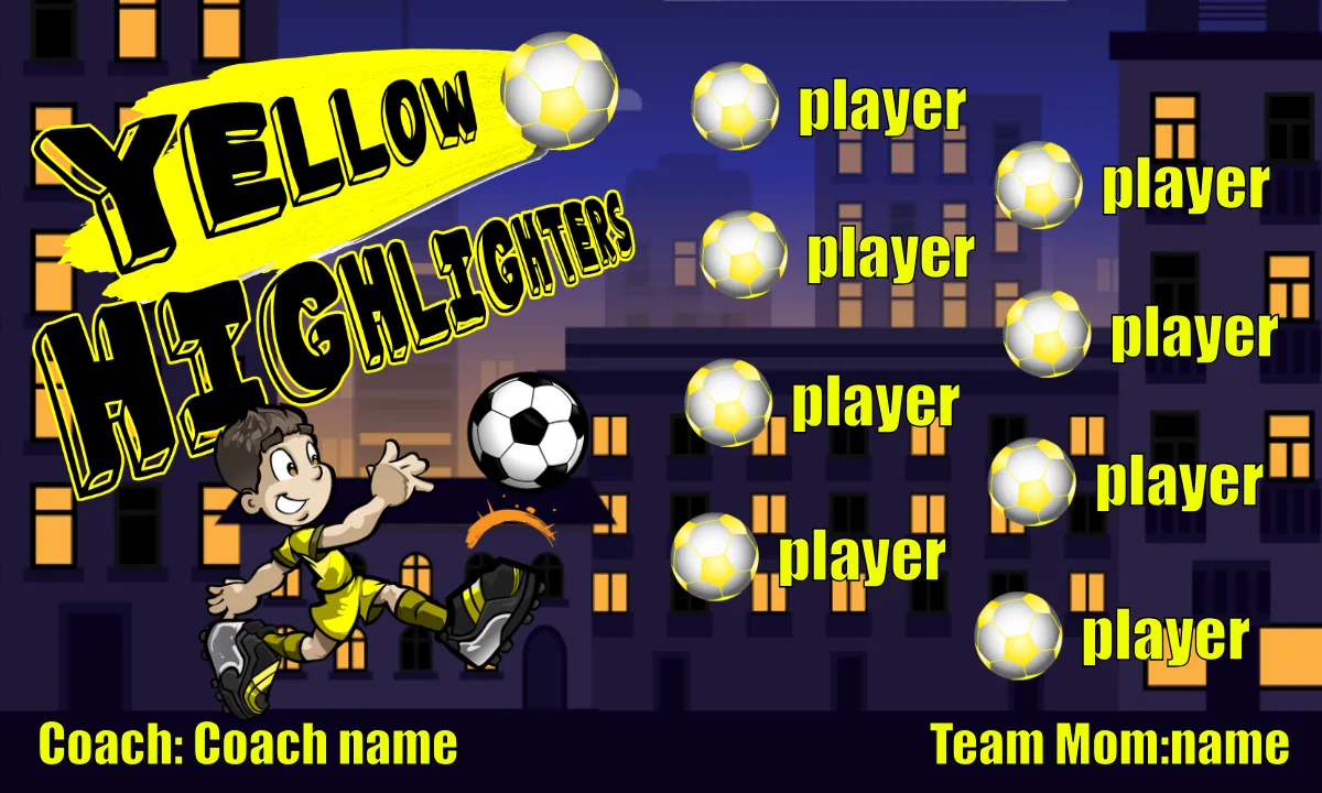 Yellow Highlighters Soccer Banner,-soccer-team-banner-picture