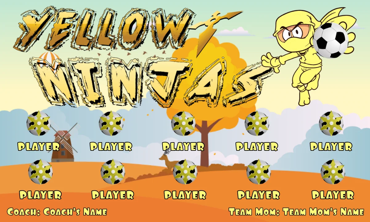 Yellow ninjas Soccer Banner-soccer-banner-pvc-pipe-picture