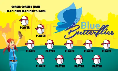 Bluebutterfly 2 Softball Banner-softball-banners-pennants-picture