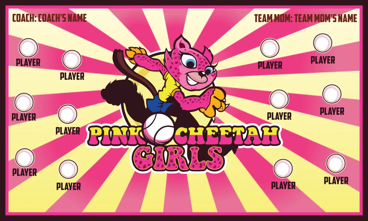 Pink Cheetah Girlz-pink-yellow-hem-softball-banner-pictures-picture