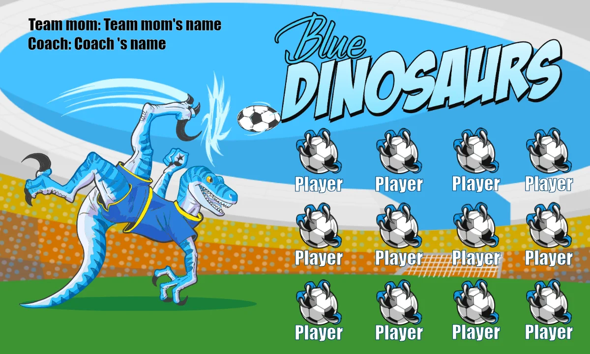 Blue Dinosaurs Soccer banner-soccer-banner-picture