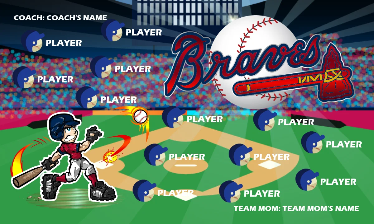 Atlanta 3 Baseball Banner-baseball-banner-poses-images