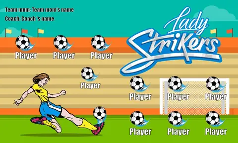 Lady Strikers Soccer Banner-soccer-party-banner-picture