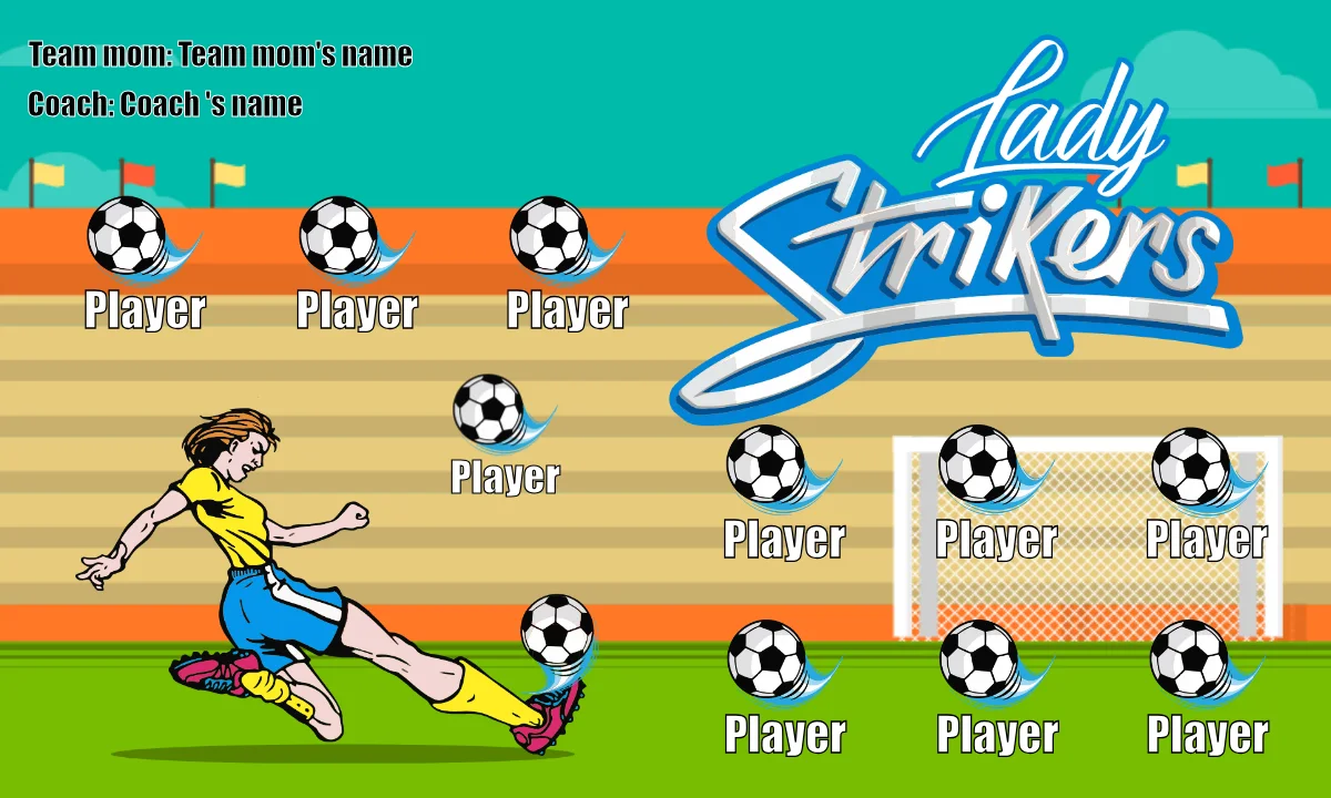 Lady Strikers Soccer Banner-soccer-party-banner-picture